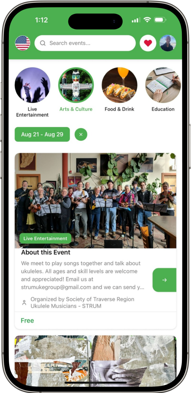 ToDoInTC Event Details Screen - Light Mode